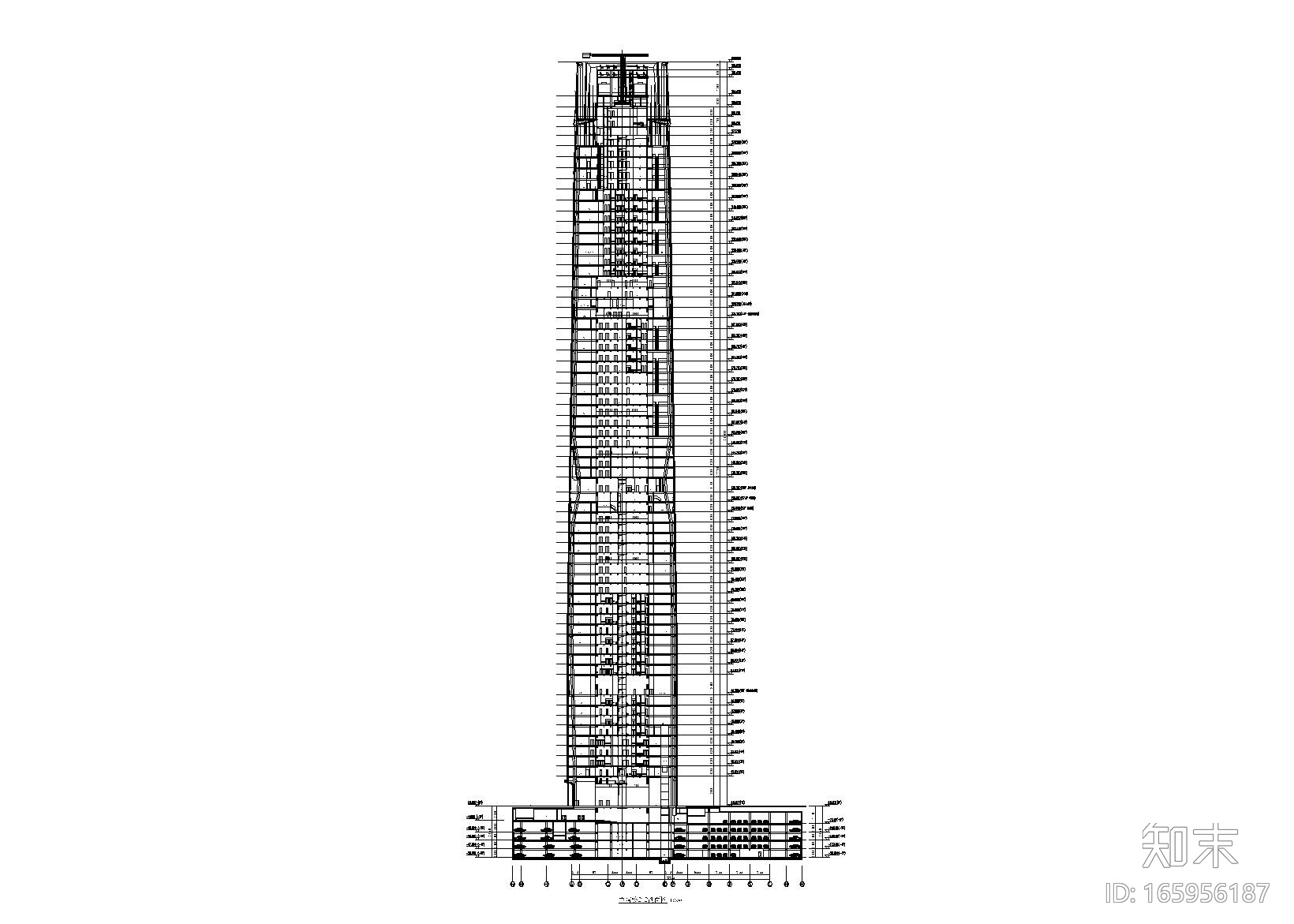 59层超高框筒cad施工图下载【ID:165956187】