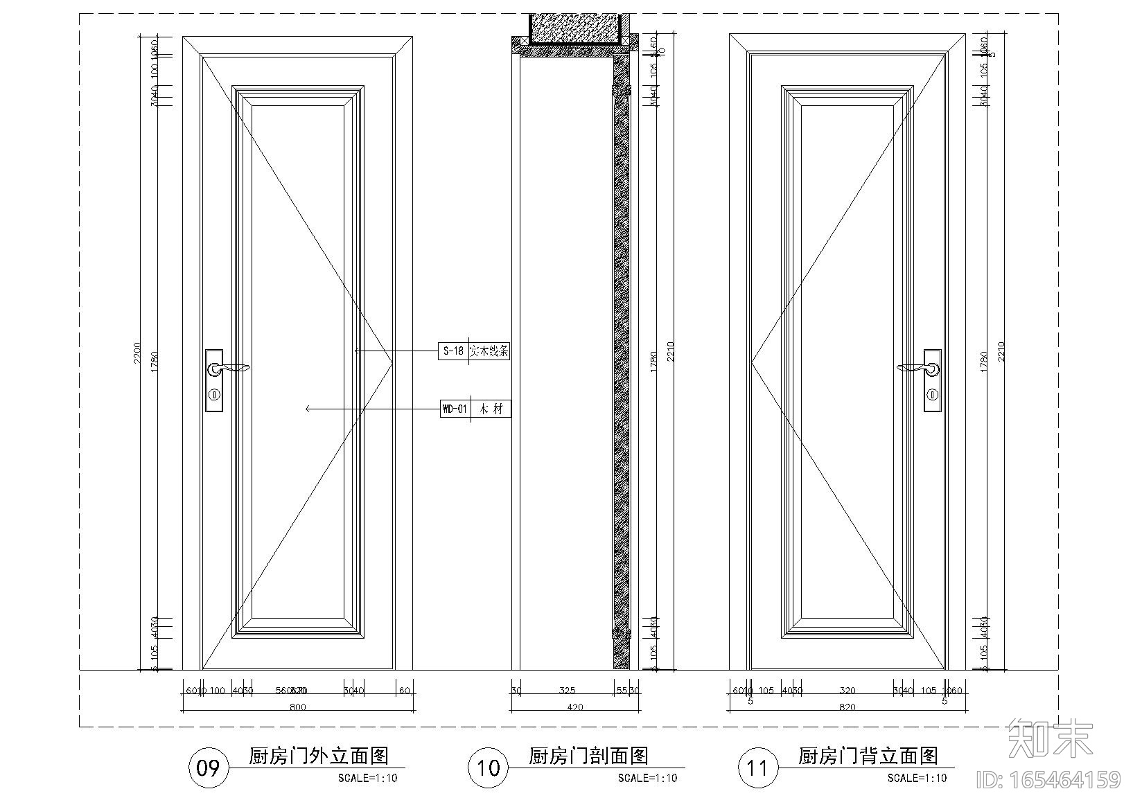 装饰门cad施工图下载【ID:165464159】