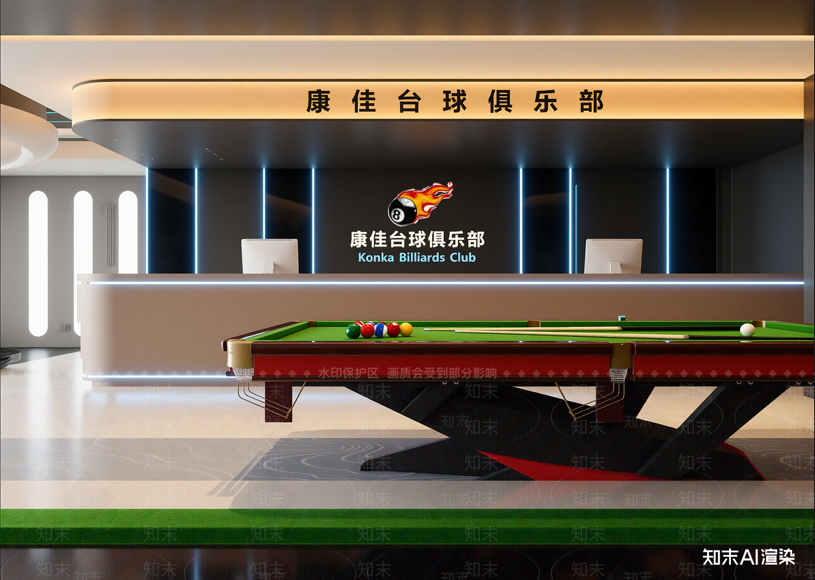 现代台球室3D模型下载【ID:1215078888】