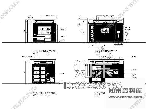 图块/节点欧式书房Ⅰ立面图cad施工图下载【ID:832209753】