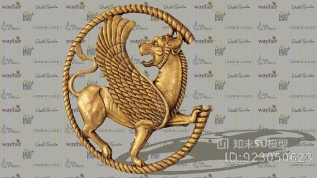 波斯狮鹫壁雕SU模型下载【ID:923050623】