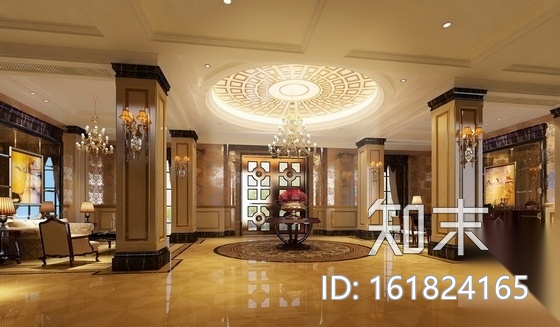 [浙江]高档奢华会所室内装修图（含效果材料）cad施工图下载【ID:161824165】