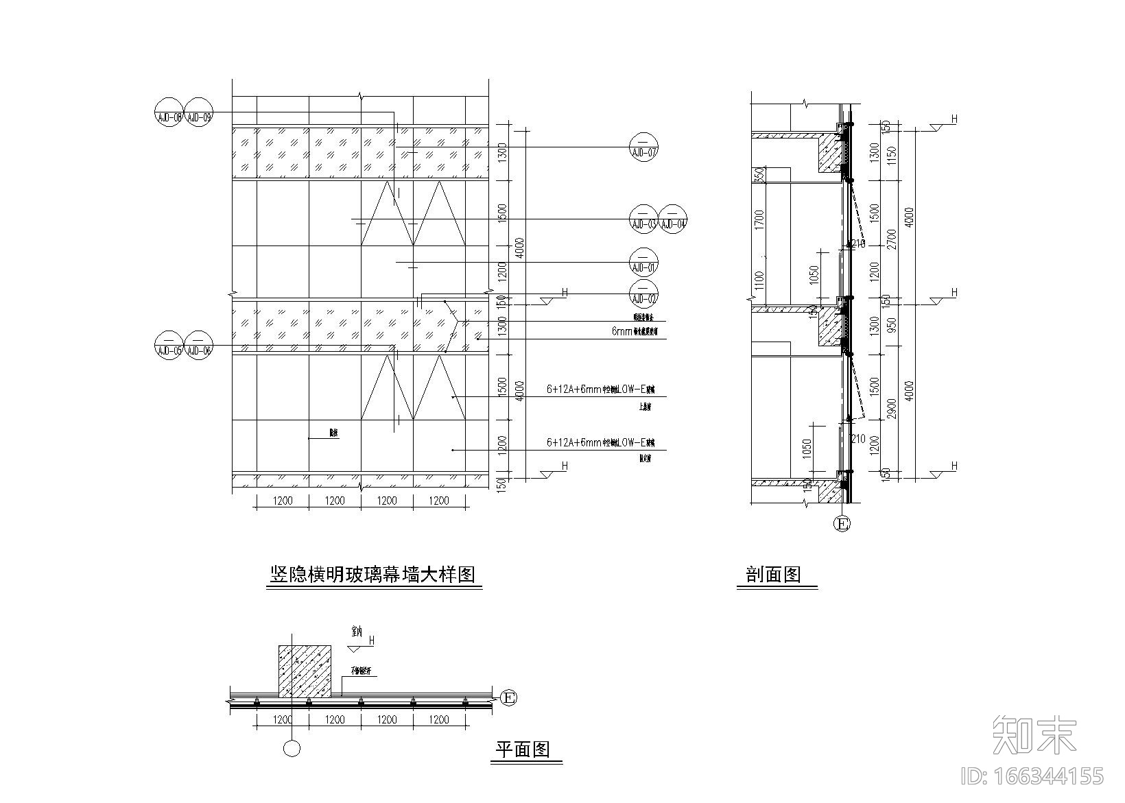 TCL科技大厦幕墙施工图cad施工图下载【ID:166344155】