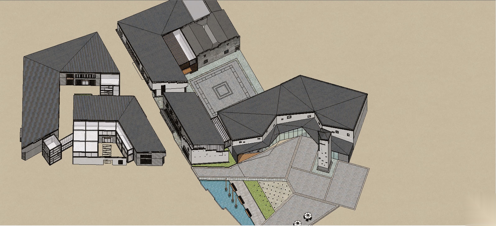 SketchUP徽派建筑模型施工图下载【ID:164872198】