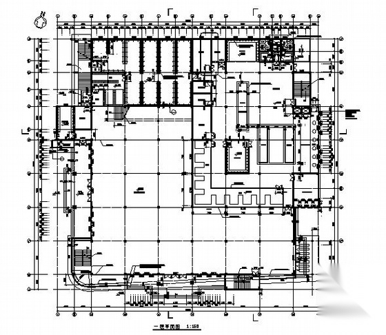 [江苏省]某三层学校食堂建筑施工图cad施工图下载【ID:165428175】