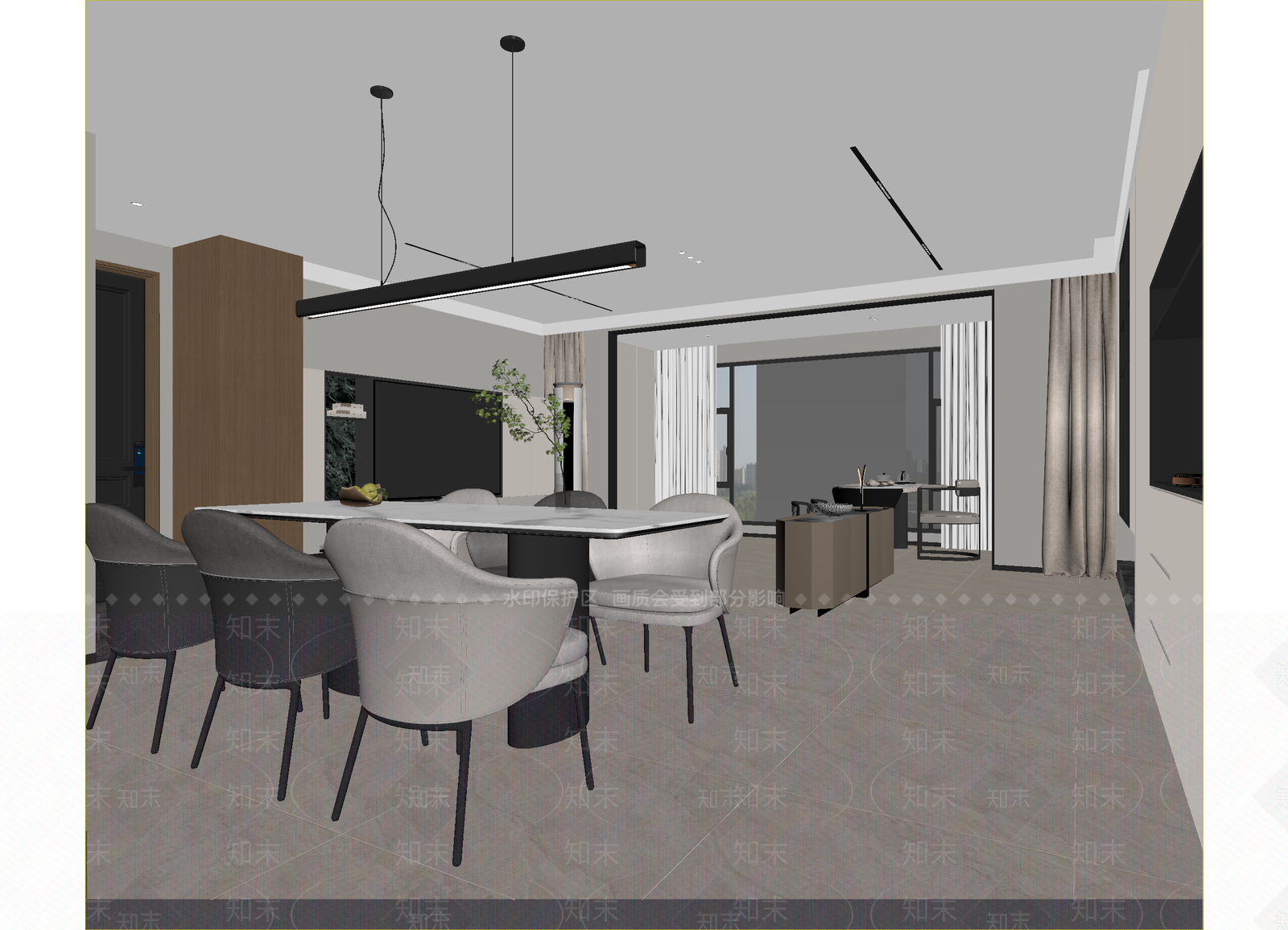 现代客餐厅3D模型下载【ID:1214698636】