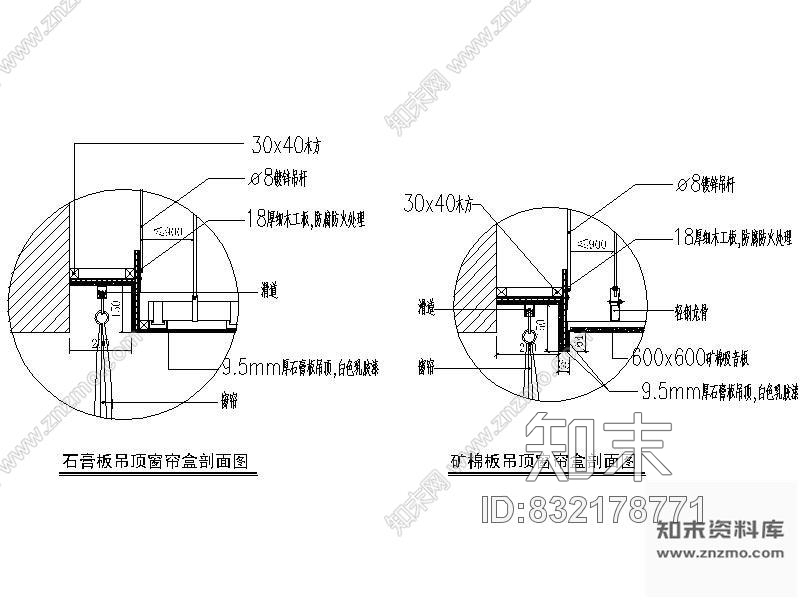 图块/节点窗帘盒剖面图cad施工图下载【ID:832178771】