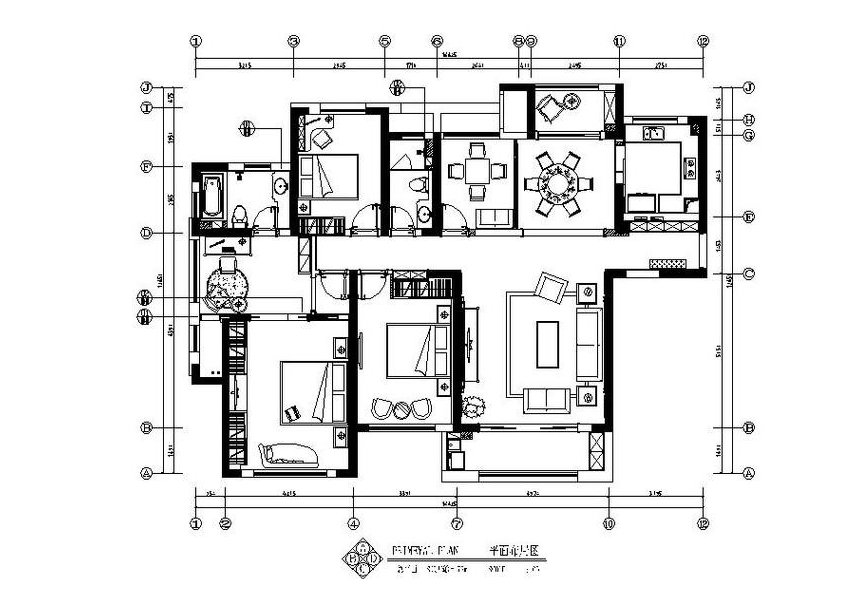 [长沙]欧式低调奢华四居室设计施工图（含效果图）cad施工图下载【ID:181611150】