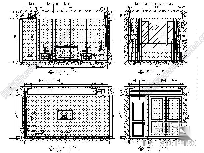 [长沙]欧式低调奢华四居室设计施工图（含效果图）cad施工图下载【ID:181611150】