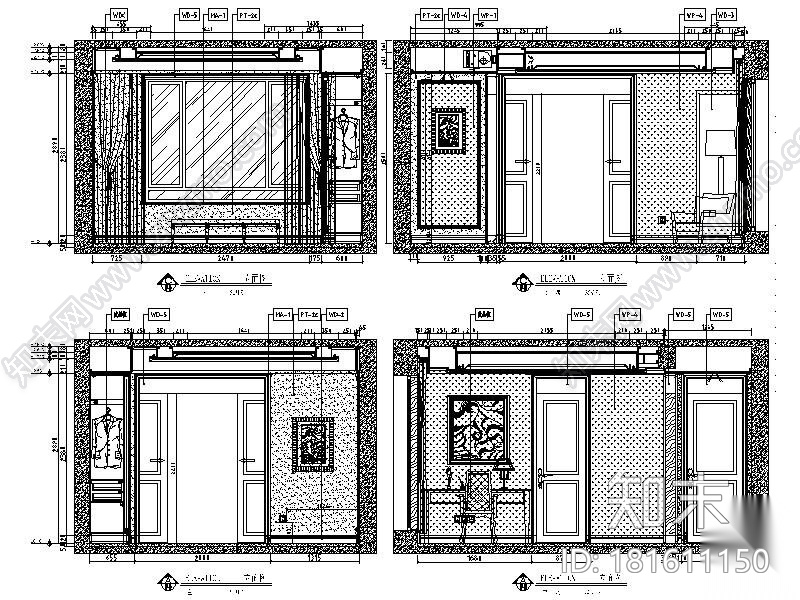 [长沙]欧式低调奢华四居室设计施工图（含效果图）cad施工图下载【ID:181611150】