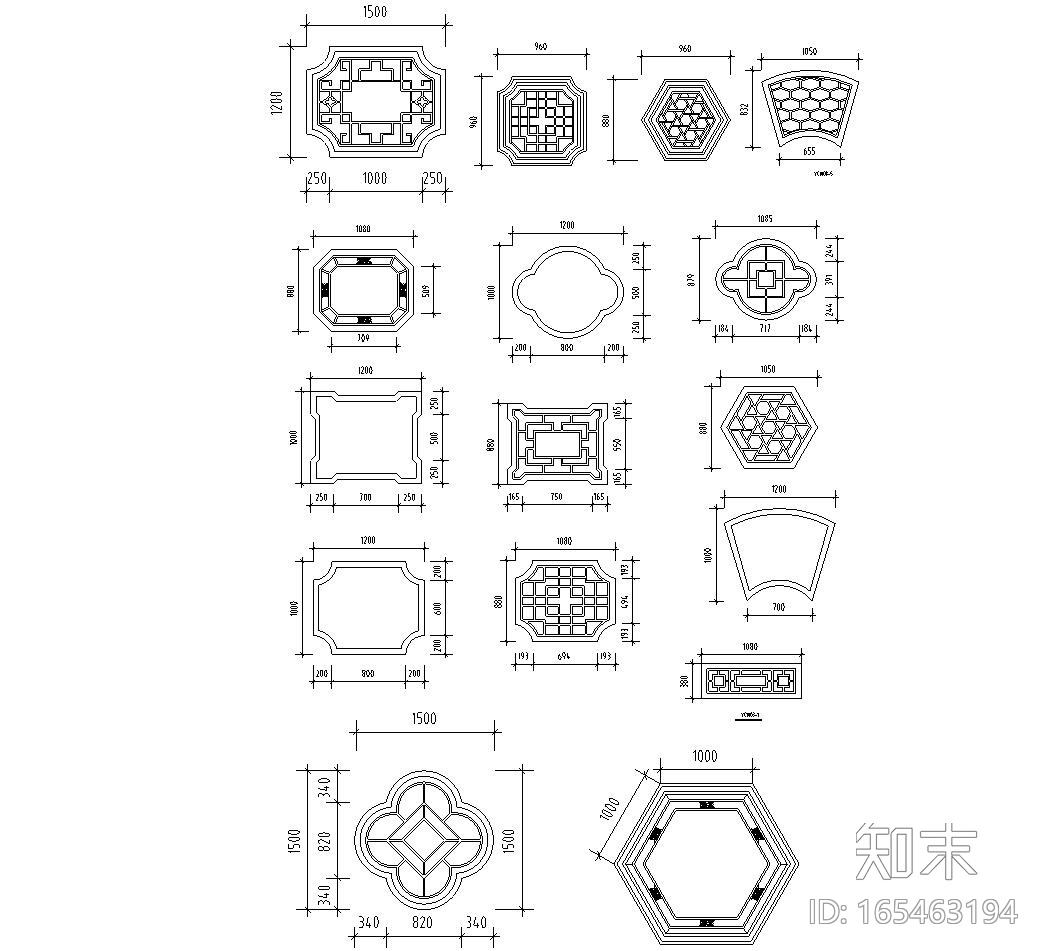 74套中式构件构造详图cad施工图下载【ID:165463194】