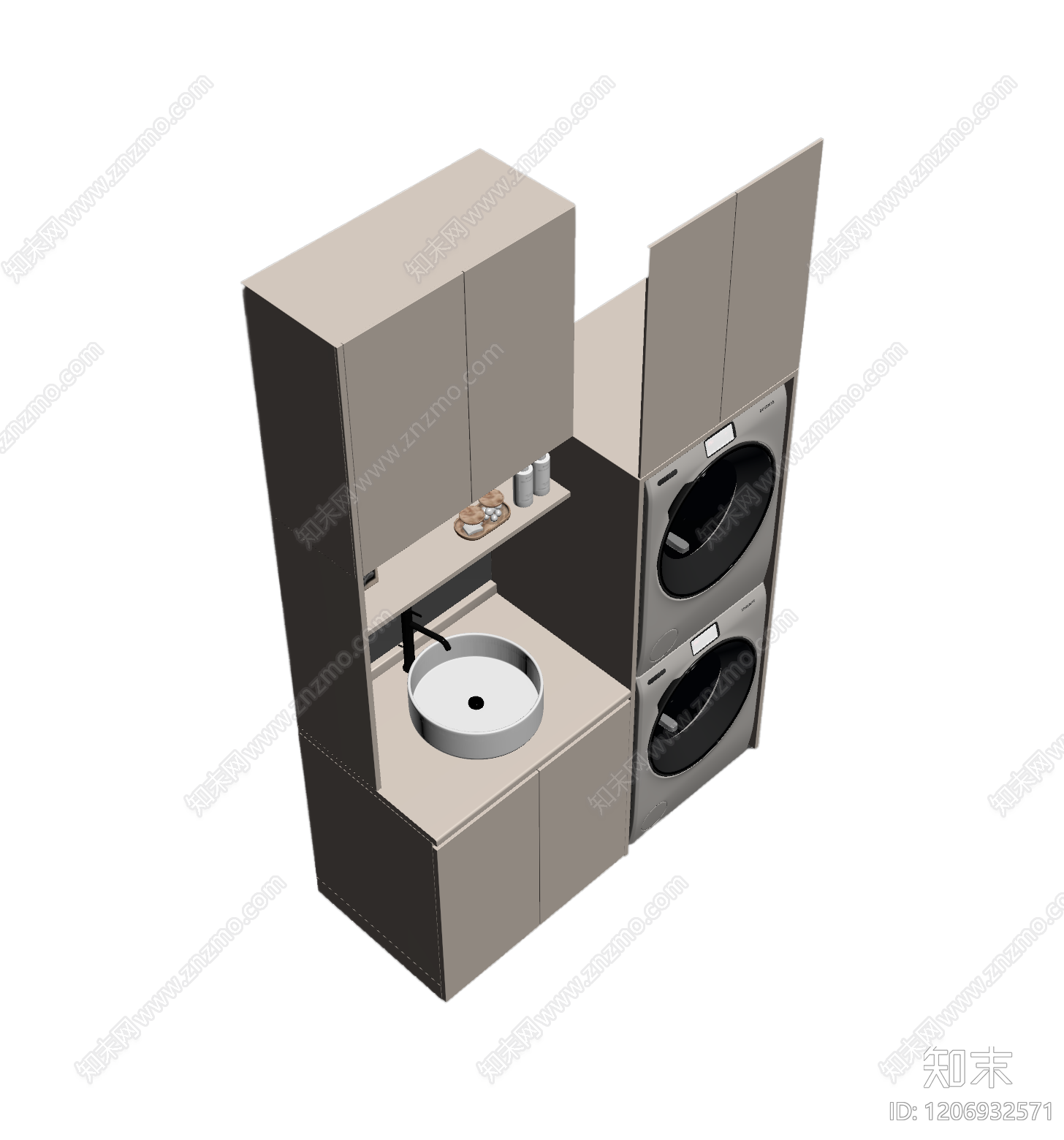 洗衣柜组合体3D模型下载【ID:1206932571】