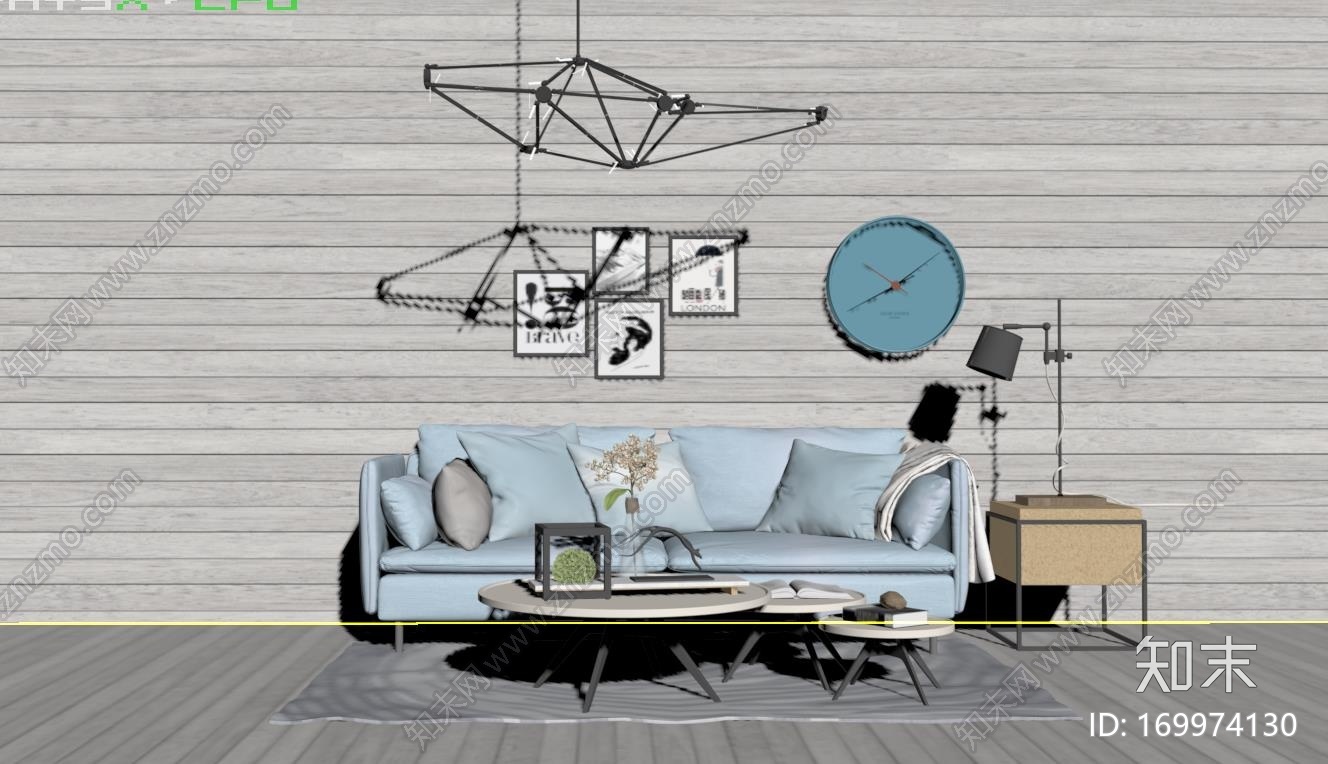 现代沙发组合CG模型下载【ID:169974130】