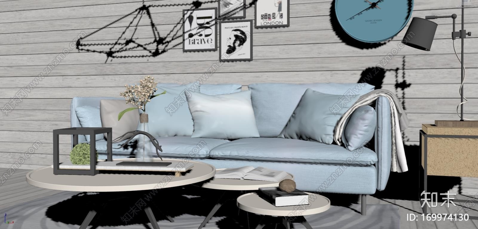 现代沙发组合CG模型下载【ID:169974130】