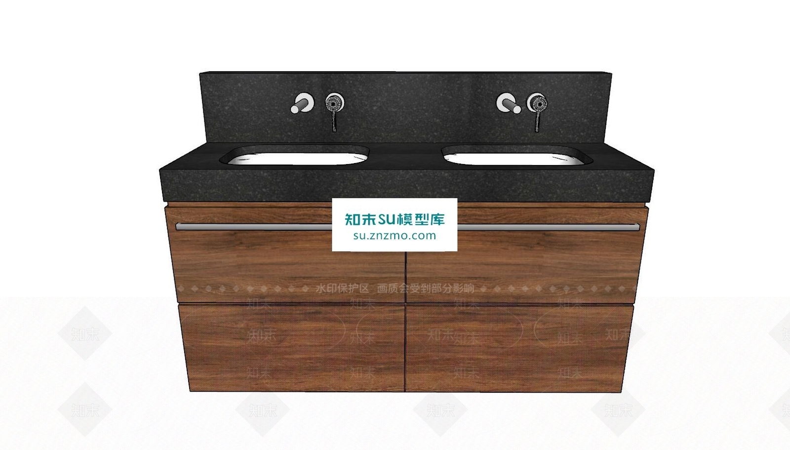双洗手盆柜SU模型下载【ID:173019211】