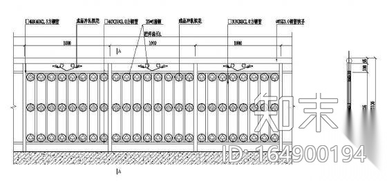 铁艺栏杆立面图cad施工图下载【ID:164900194】