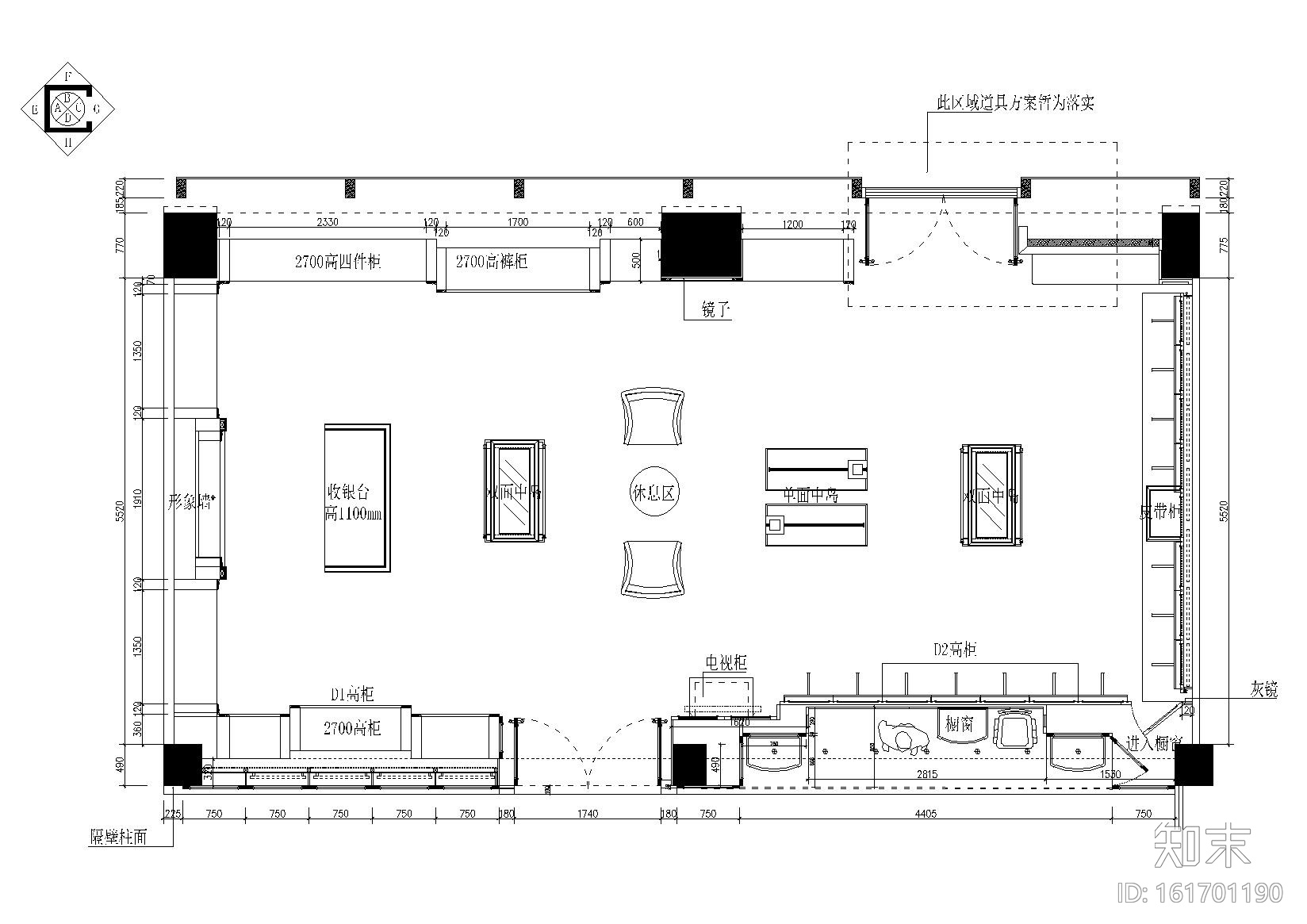 [浙江]杭州九天国际90平米服装店设计施工图施工图下载【ID:161701190】