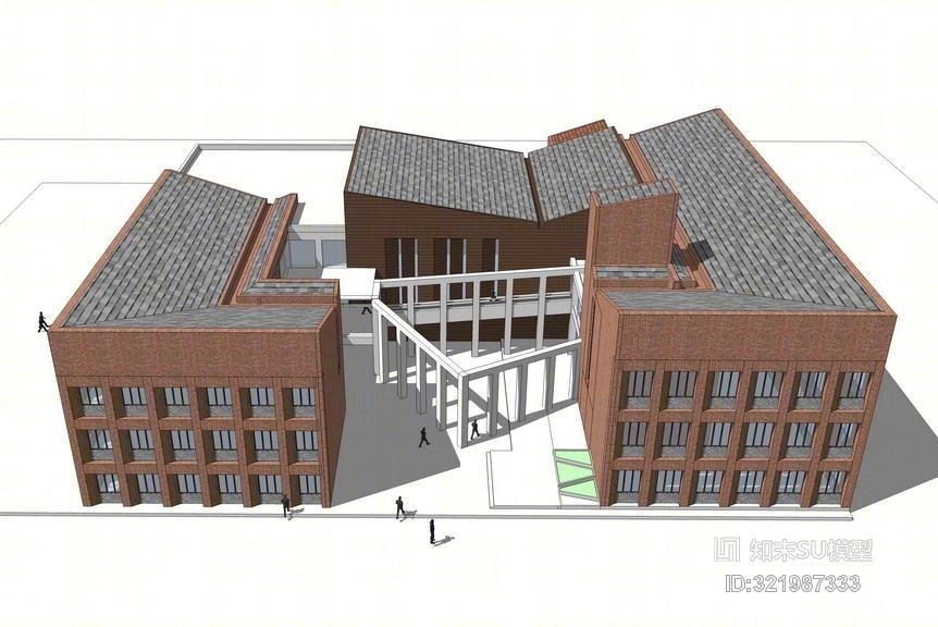 红砖办公楼SU模型下载【ID:321987333】