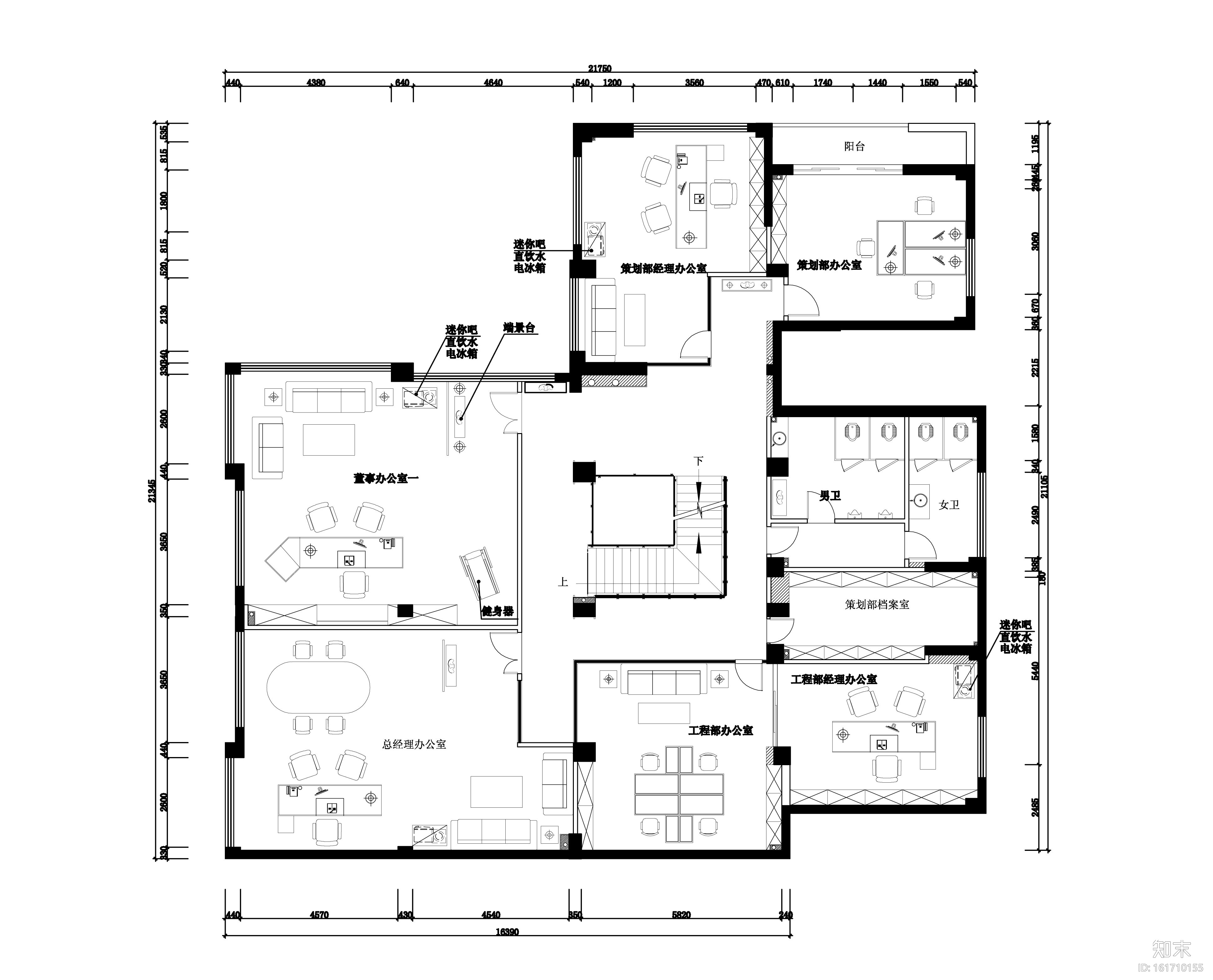 某大型房地产营销中心装修全套施工图（附效果图）cad施工图下载【ID:161710155】