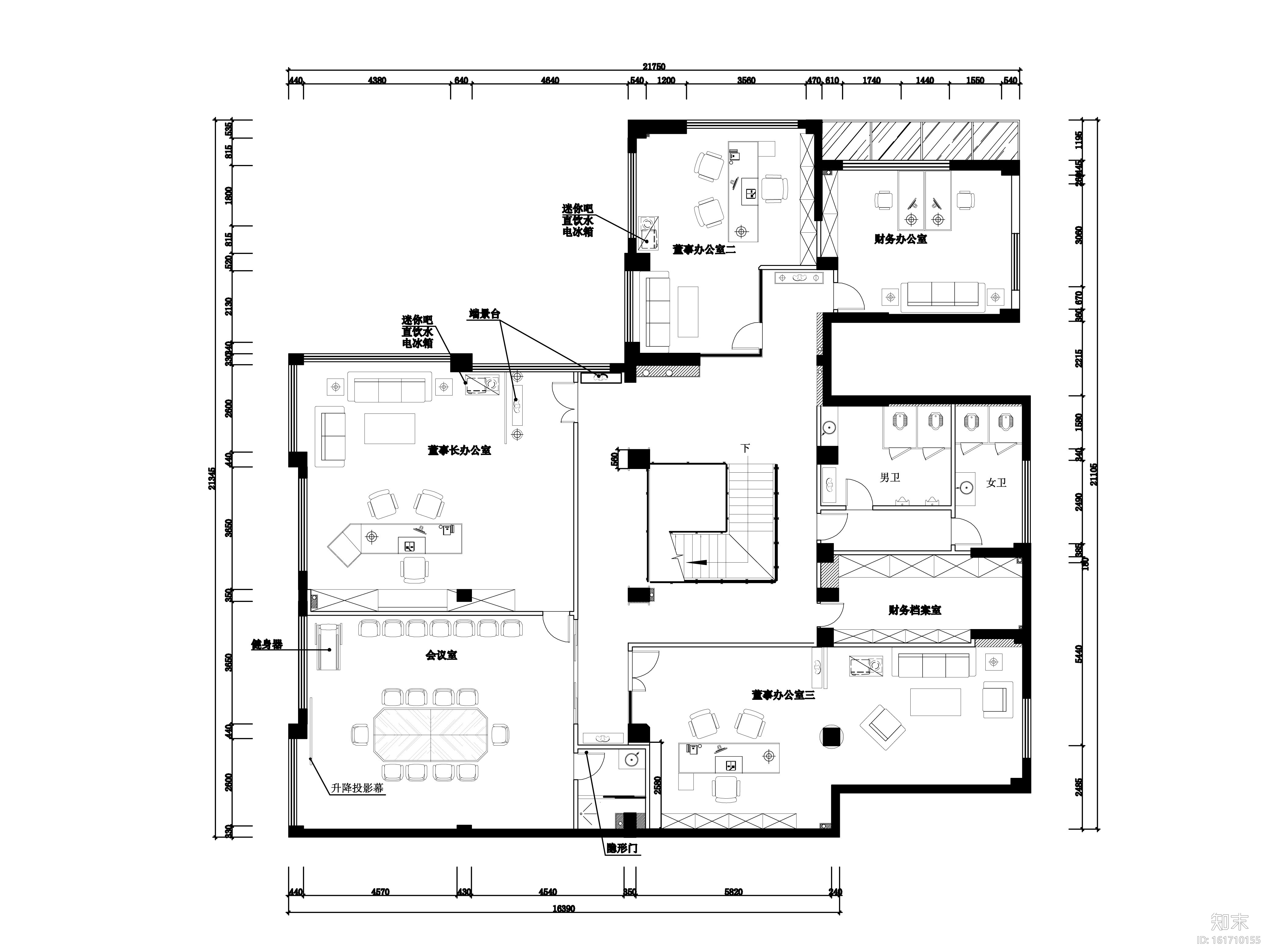 某大型房地产营销中心装修全套施工图（附效果图）cad施工图下载【ID:161710155】