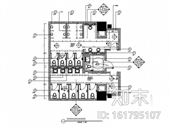 [重庆]某酒店海鲜城公共卫生间施工图施工图下载【ID:161795107】