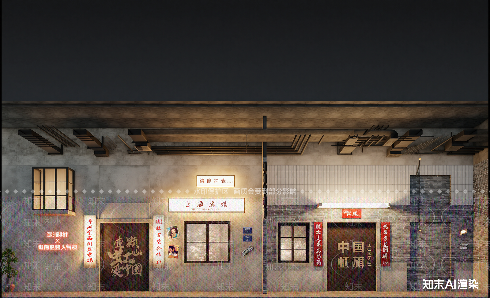 工业风商业街3D模型下载【ID:1214075375】