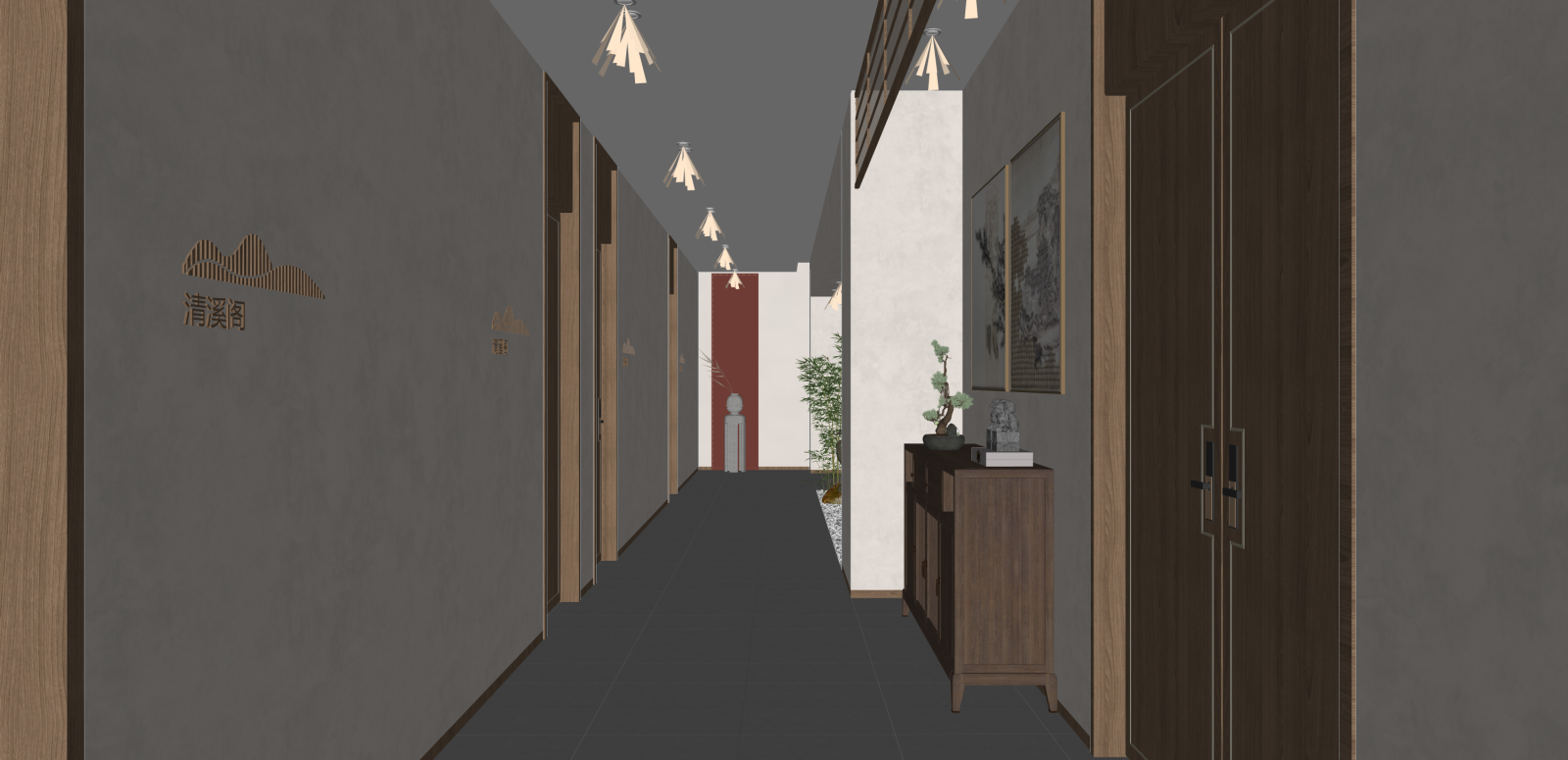 新中式中餐厅SU模型下载【ID:1215959082】