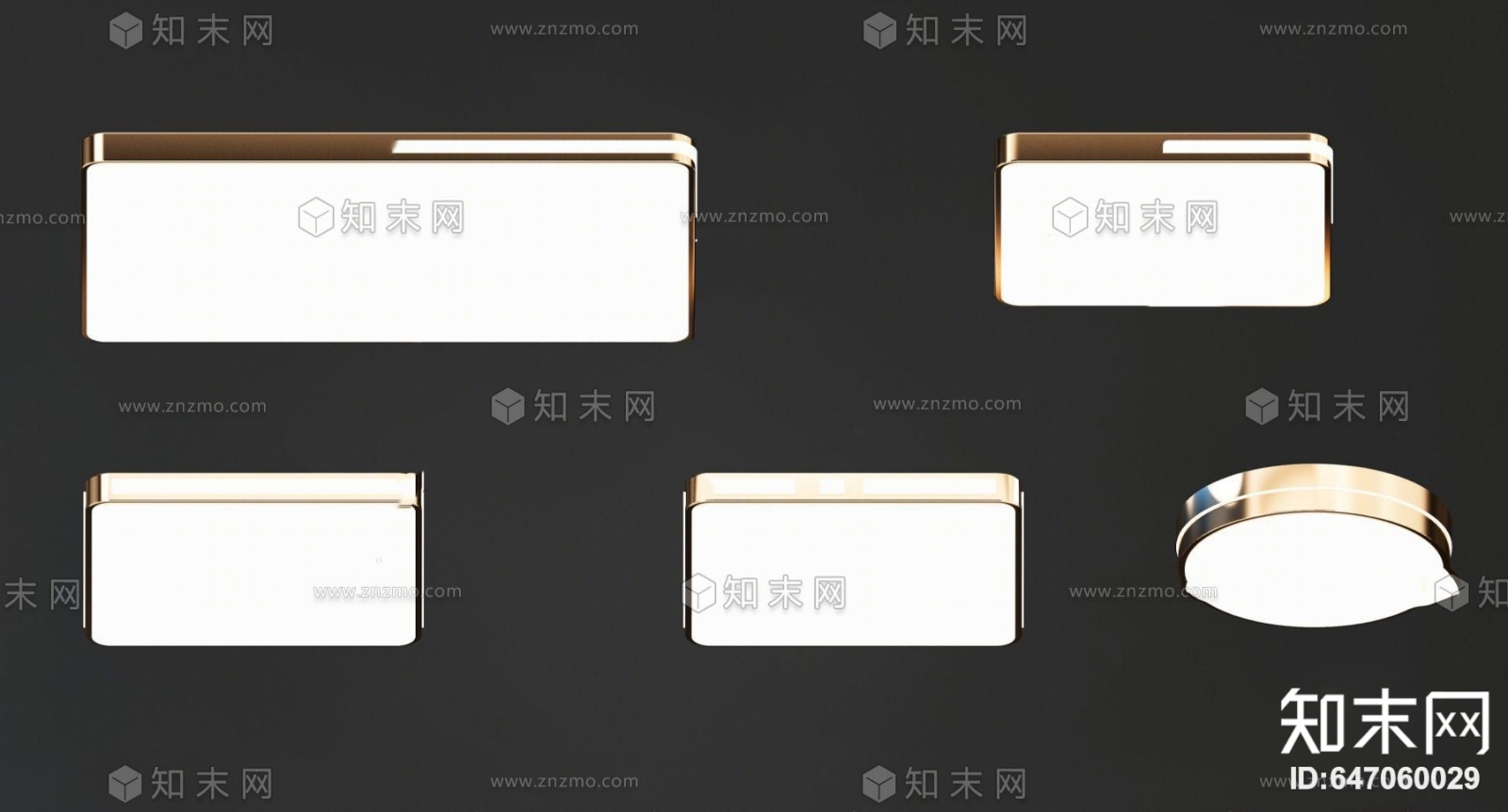 现代金属吸顶灯3D模型下载【ID:647060029】