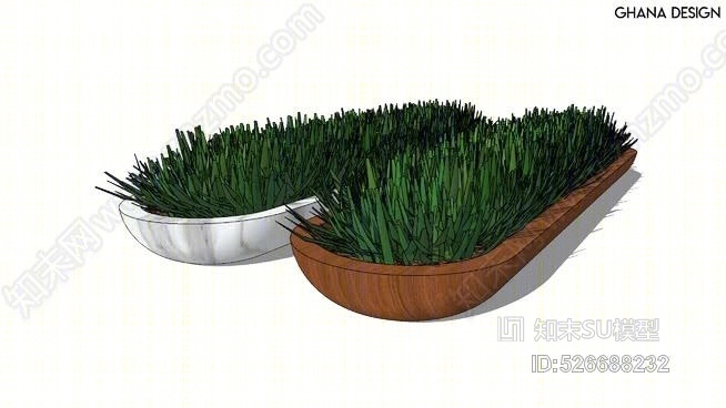 大理石木碗草SU模型下载【ID:526688232】