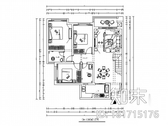 精品现代风格两层复式别墅室内装修施工图（含效果）cad施工图下载【ID:161715176】