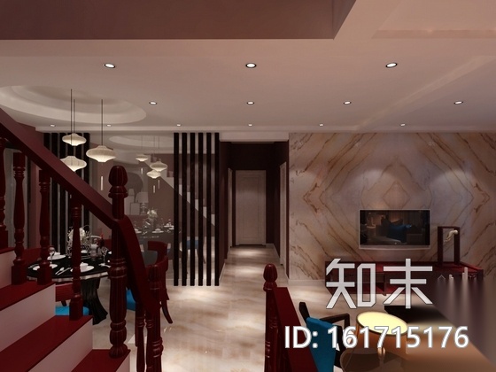 精品现代风格两层复式别墅室内装修施工图（含效果）cad施工图下载【ID:161715176】