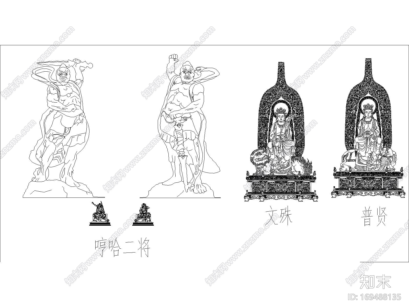 寺庙石柱佛祖观音莲雕花CAD图库施工图下载【ID:169488135】