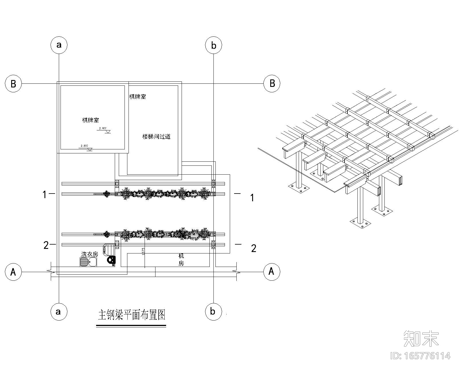 小区钢木结构雨棚设计施工图（CAD）施工图下载【ID:165776114】