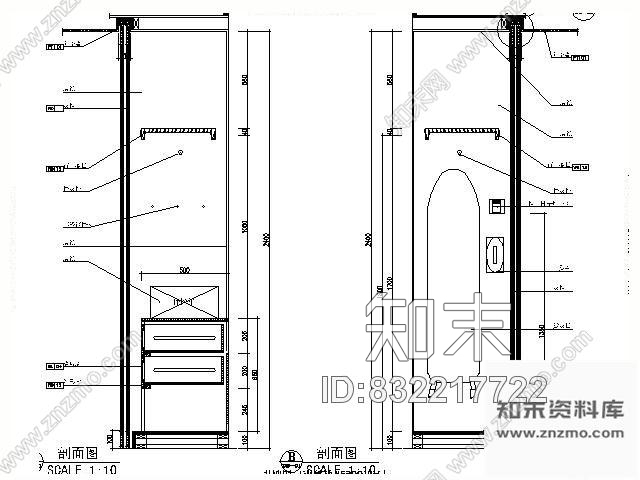图块/节点酒店标间衣柜详图施工图下载【ID:832217722】