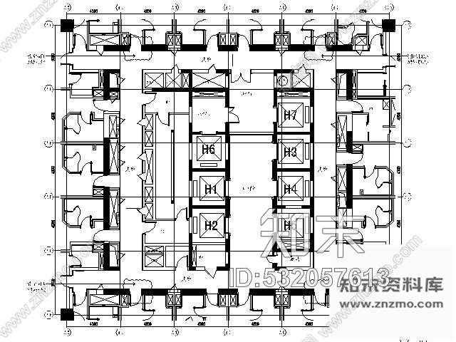 施工图酒店客房走廊及电梯厅施工图施工图下载【ID:532057613】