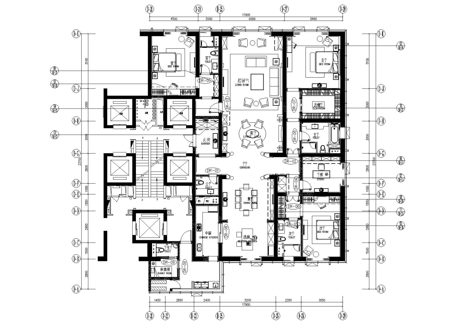 [大连]GOA-大连维多利亚公馆D1户型350m²样板间方案+效...cad施工图下载【ID:160017129】