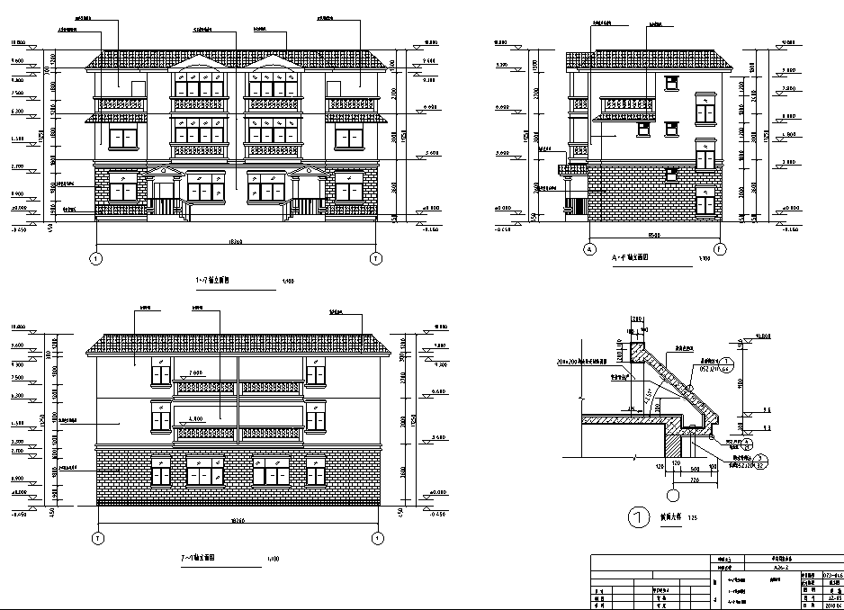 户型为三层两户双联式别墅建筑设计（包含效果图+CAD）施工图下载【ID:168119189】