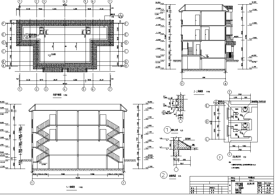 户型为三层两户双联式别墅建筑设计（包含效果图+CAD）cad施工图下载【ID:149869117】