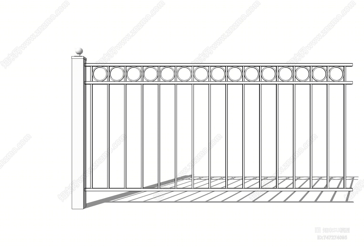 欧式庭院景观铁艺围栏SU模型下载【ID:747274095】
