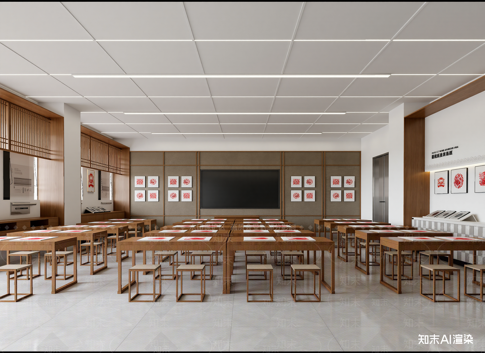新中式教室3D模型下载【ID:1214117729】