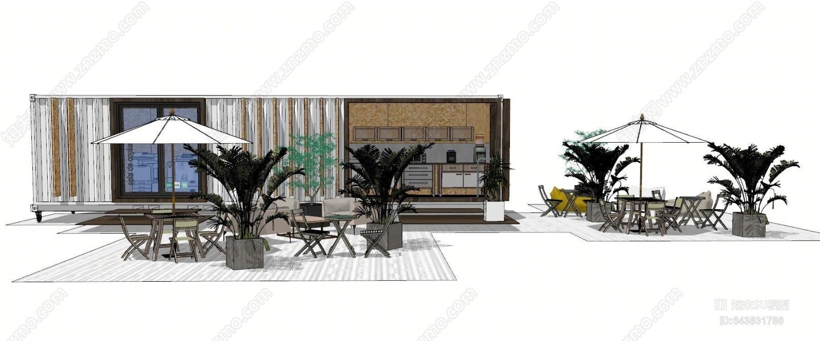 现代户外咖啡馆SU模型下载【ID:643831786】