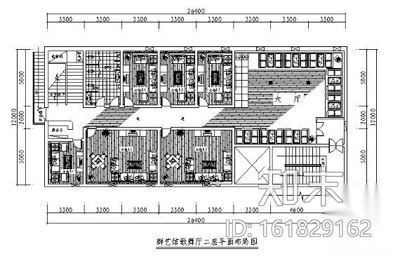 群艺馆KTV包房装修图cad施工图下载【ID:161829162】