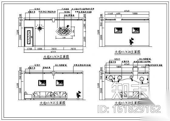 群艺馆KTV包房装修图cad施工图下载【ID:161829162】