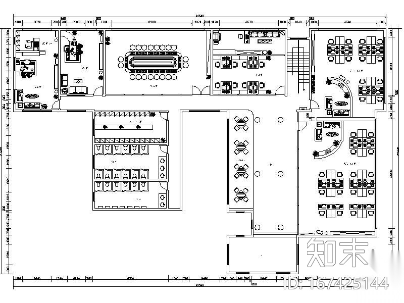 环艺学院办公室平面图cad施工图下载【ID:167425144】