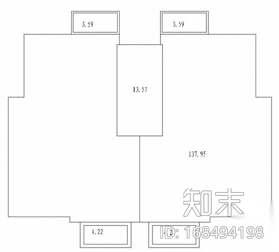 板式多层一梯二户二室一厅一卫户型图(80/80)cad施工图下载【ID:168494198】