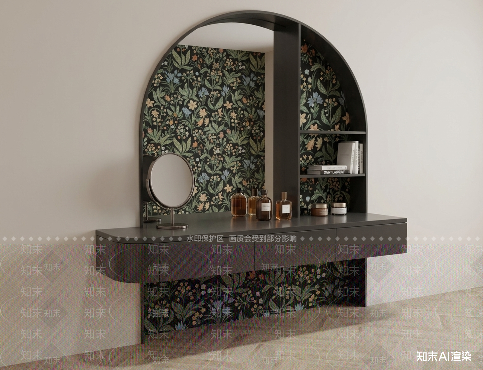 深色梳妆台梳妆台3D模型下载【ID:1227578671】