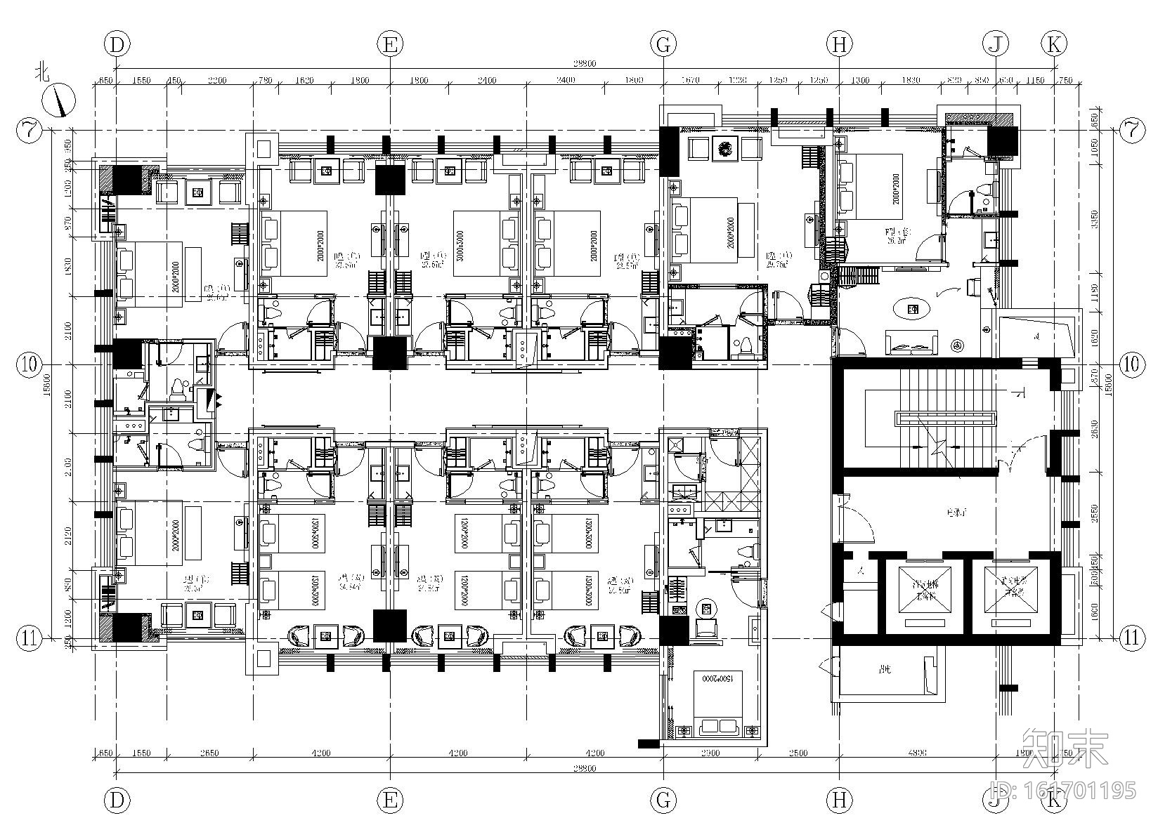 [武汉]-街道口亚朵酒店施工图+效果图施工图下载【ID:161701195】