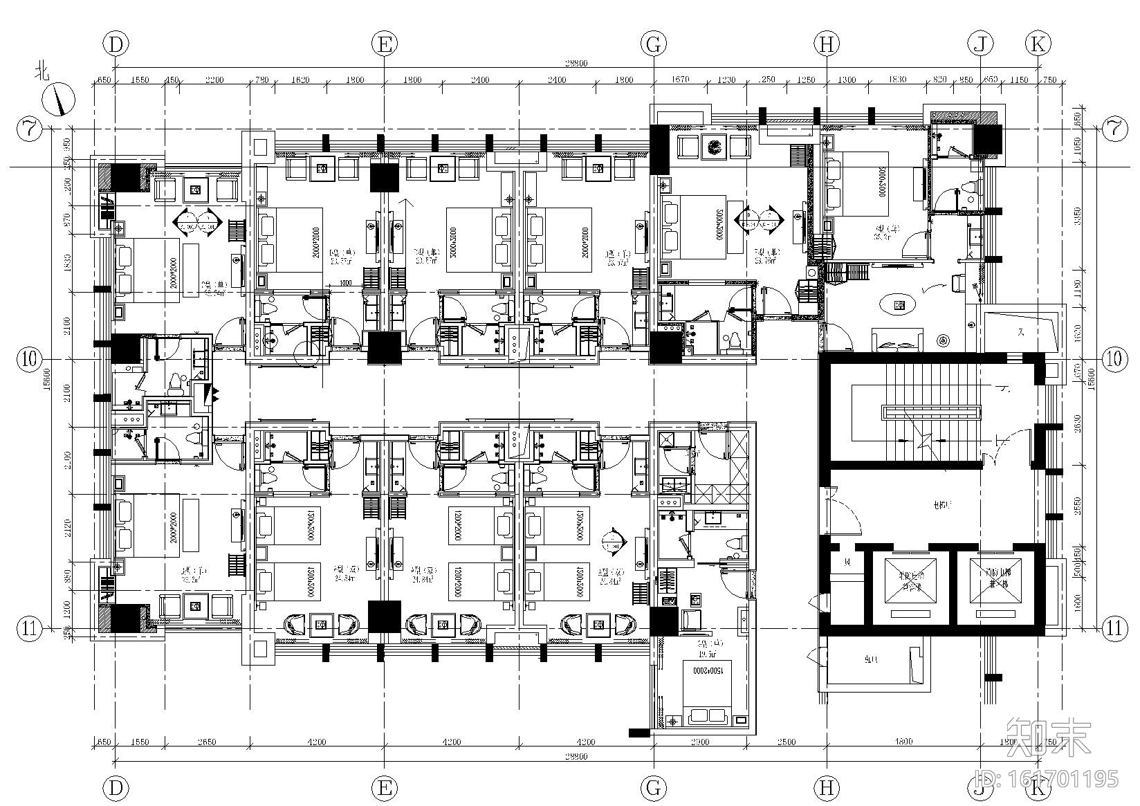 [武汉]-街道口亚朵酒店施工图+效果图施工图下载【ID:161701195】