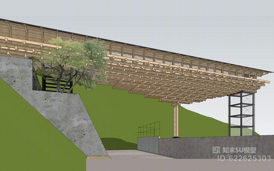 隈研吾梼原木桥博物馆SU模型下载【ID:622625303】