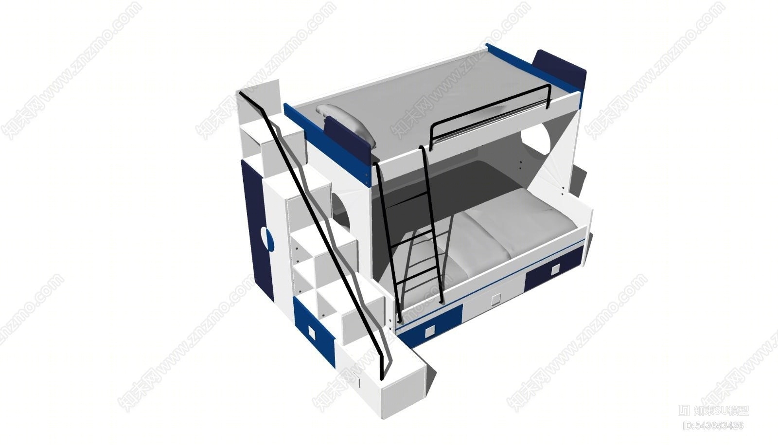 现代双层床SU模型下载【ID:543653426】